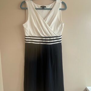 Lands' End Pima Cotton Black and White Midi Dress